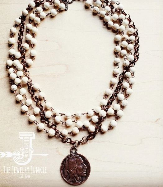 Beaded Layered Necklace White