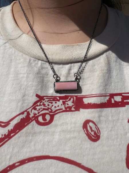 Pink Conch Bar Necklace