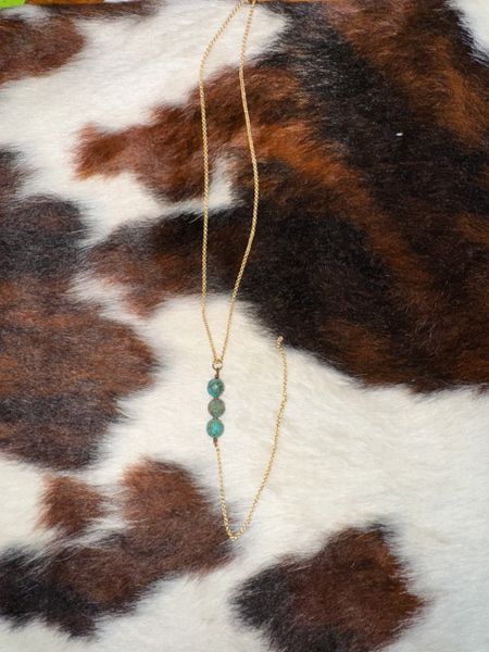 Bronze Chain Lariat W/ Turquoise Necklace
