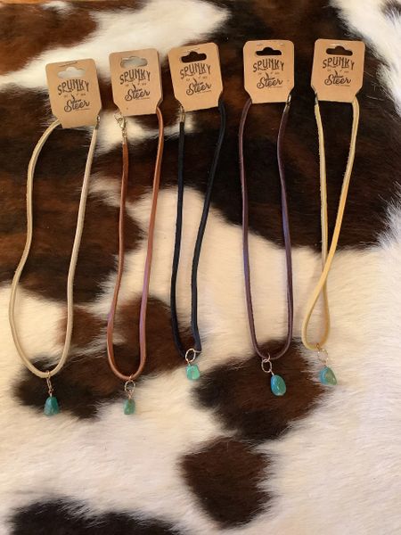 Leather Necklace w/ Stone