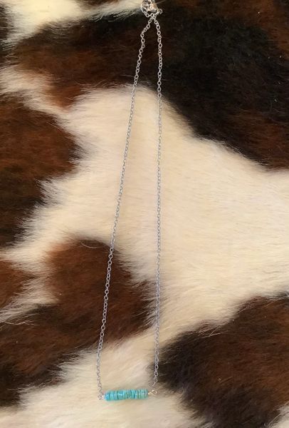 Kingman Stone Center Necklace-Silver Chain
