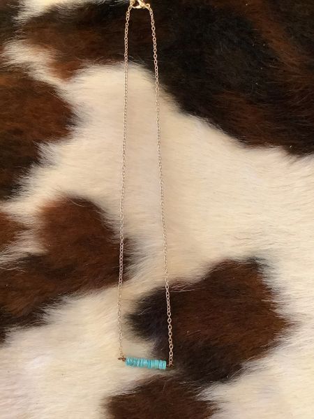 Kingman Stone Center Necklace-Bronze Chain