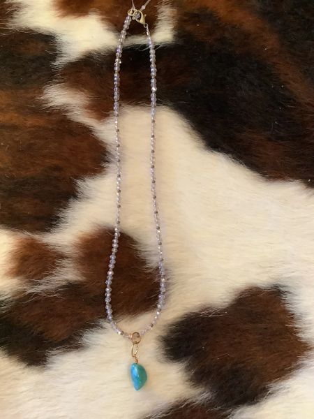 Crystal w/ Turquoise Drop Necklace