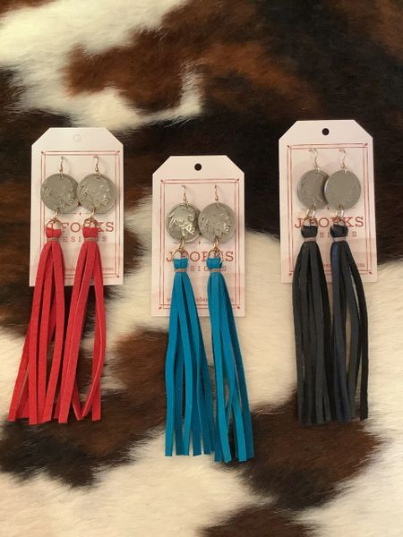 Buffalo Nickel Tassel Earrings