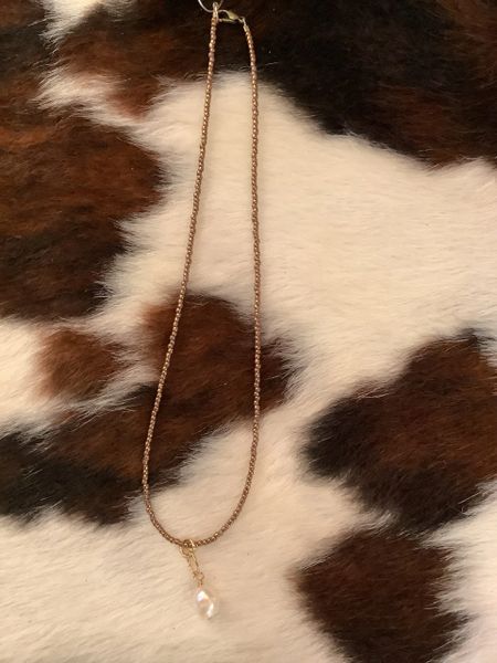 Seed Bead w/ Pearl Necklace-Bronze