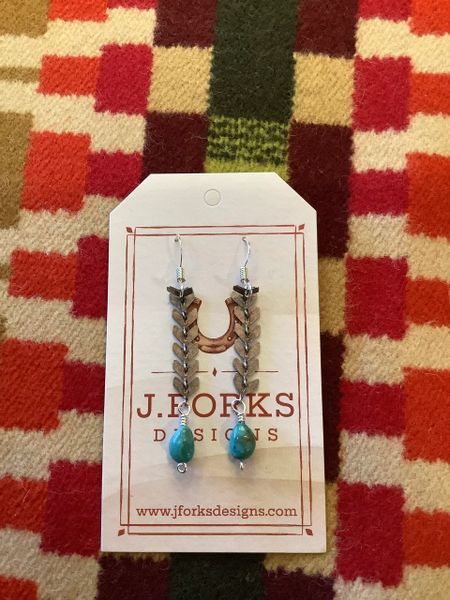 Silver & Turquoise Chevron Earrings
