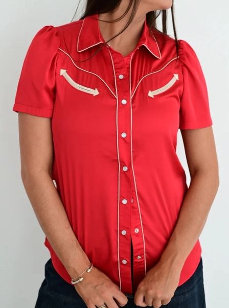 Arrow Pearl Snap Shirt Crimson