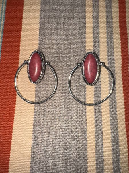 Purple Stone Hoop Earrings