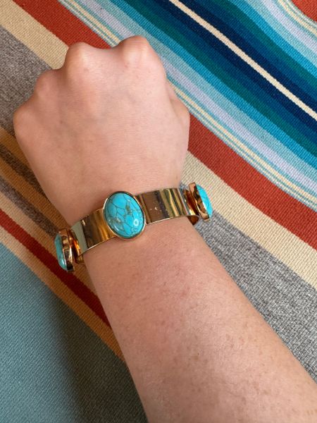 5 Stone Gold Bangle Turquoise
