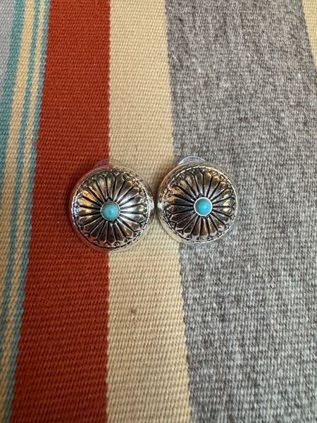 Silver & Turquoise Concho Earrings