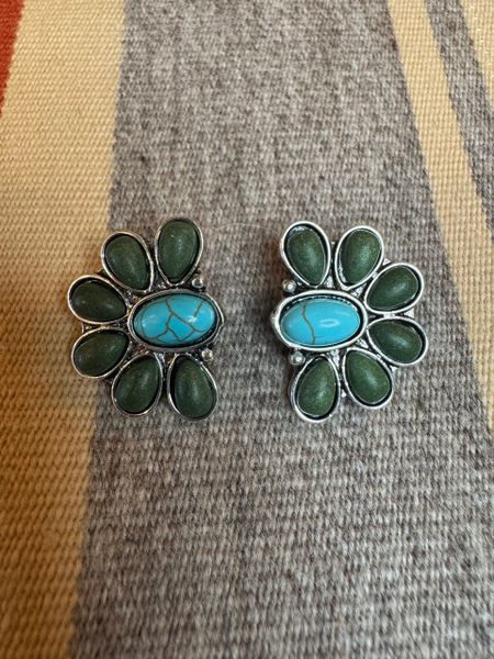 Turquoise & Green Cluster Earrings