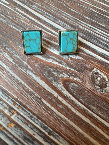 Rectangular Turquoise Earrings