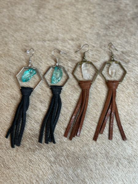 Boho Hex Hoop Earrings