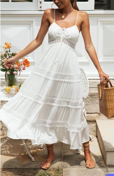 White Boho Maxi Dress