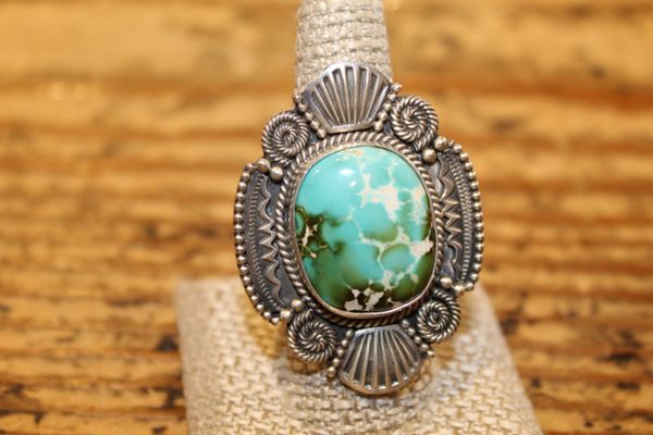 CLEARANCE Ornate Turquoise and Silver Ring 11803