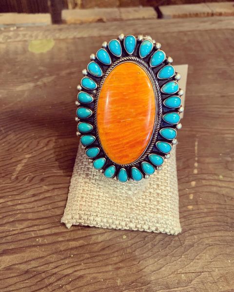 Spiny Oyster & Turquoise Ring