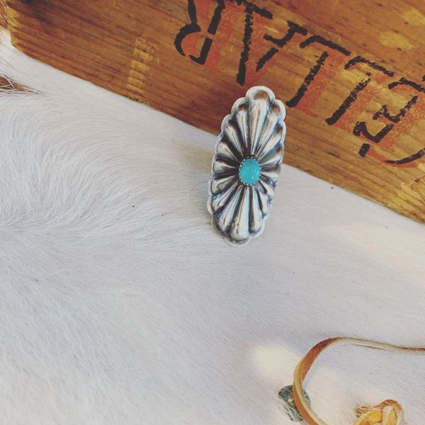 Concho Statement Ring with Turquoise