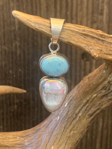 Druzy & Larimar Pendant