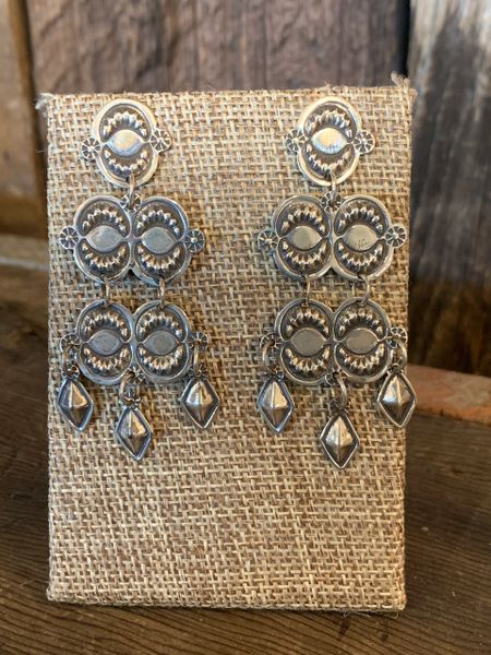 CLEARANCE Hand Stamped Silver Earrings