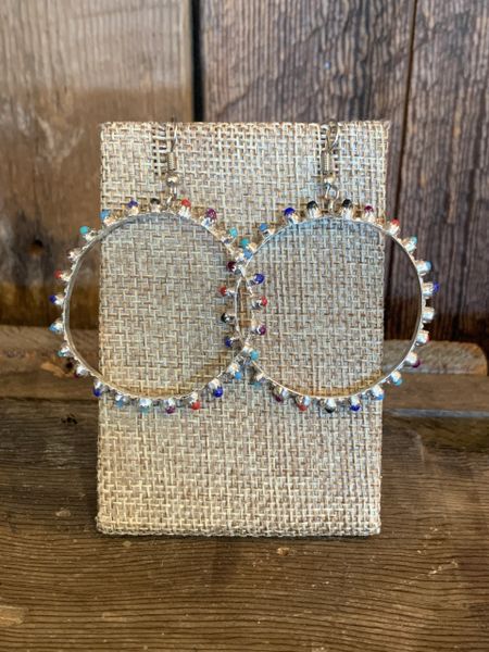 Multi Stone Circle Earrings
