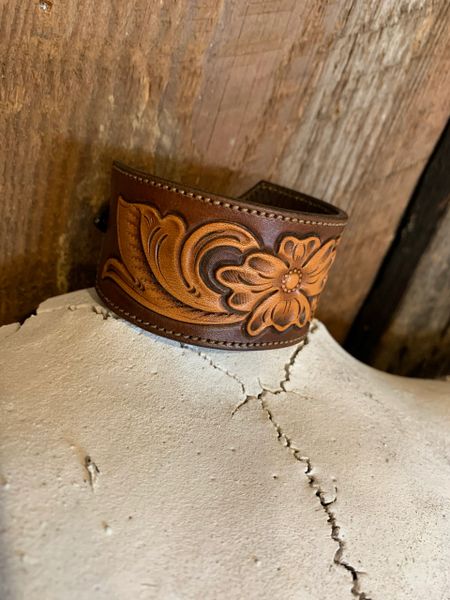 Hand Tooled Sunflower Cuff