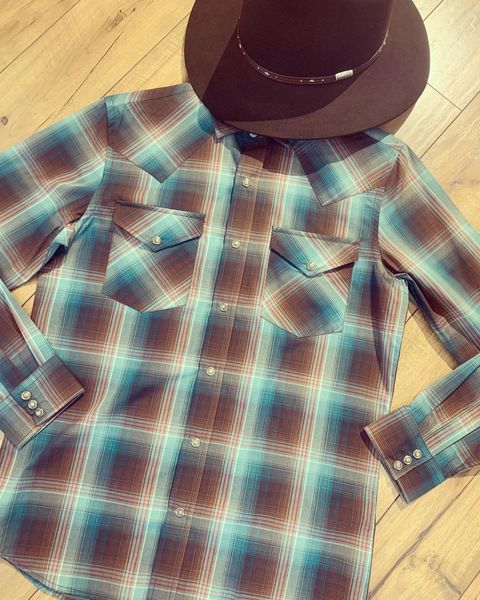 Frontier Shirt L/S Brown/Teal Plaid