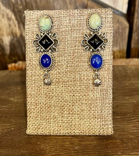 Turquoise/Lapis/Onyx Earrings