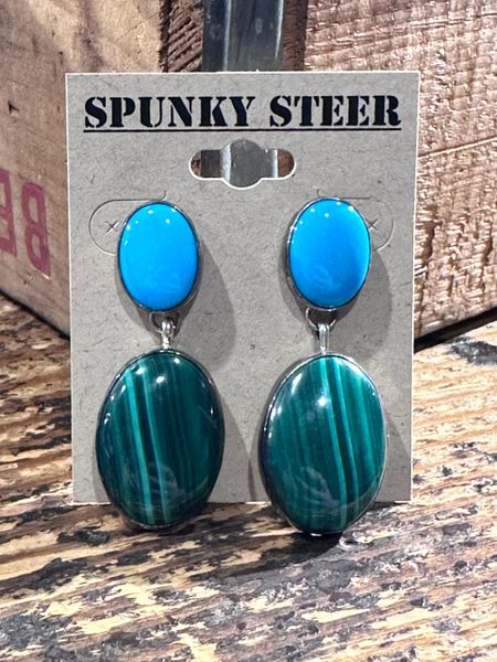 Turquoise and Malachite Earrings