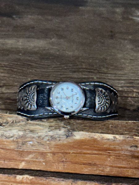 Silver/Copper/Leather Watch Cuff