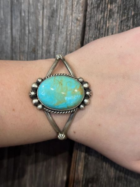 Kingman Turquoise Cuff with Sterling Silver