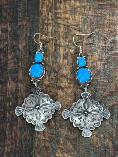 Turquoise and Silver Fishhook earrings