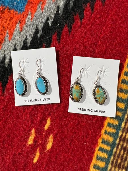 Oval Turquoise Dangle Earrings