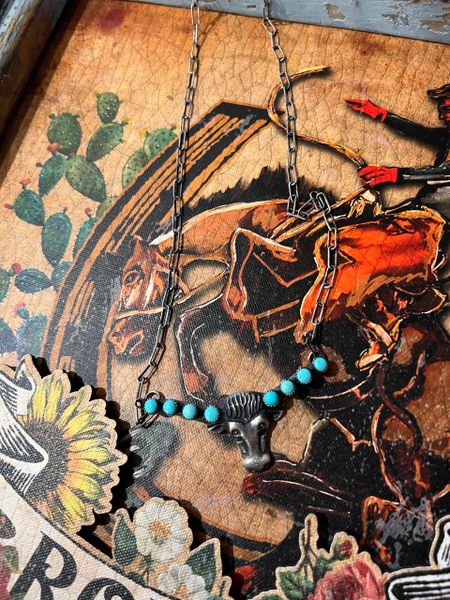 Long Horn Necklace Turquoise