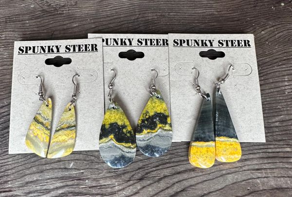 Bumblebee Jasper Slab Earring