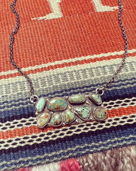 Turquoise Cluster Bar Necklace