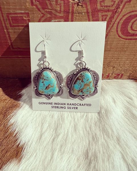 Ornate Fox Turquoise Earrings