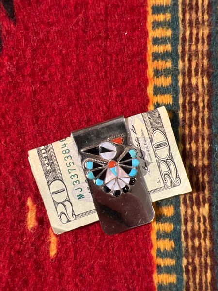 CLEARANCE Money Clip with Inlaid Pearl & Turquoise