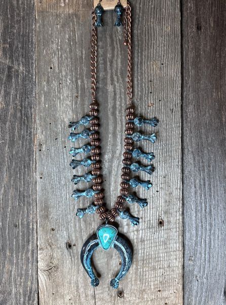 CLEARANCE Squash Blossom Necklace Set with Bronze