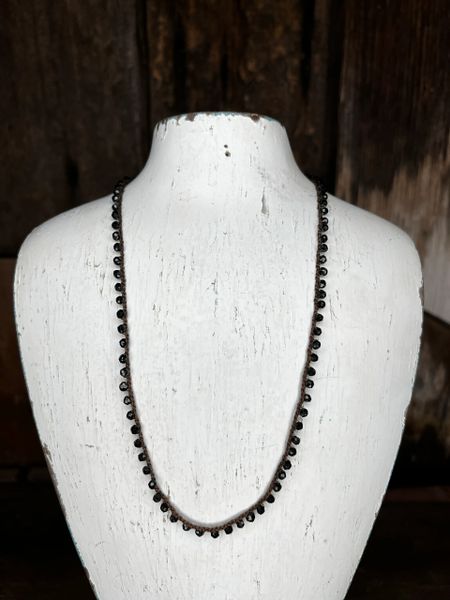CLEARANCE 20" Gem & Thread Necklace (Black)