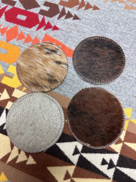 Whip Stitch Cowhide Coasters