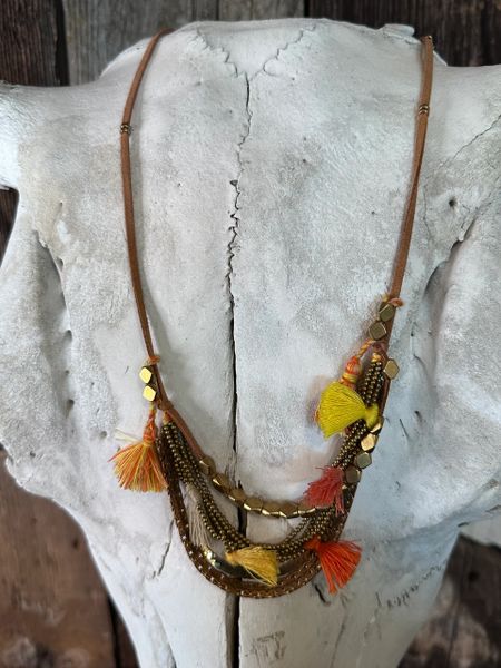 CLEARANCE Dancing Tassels Citrus Necklace