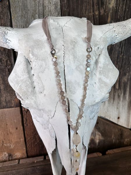 CLEARANCE Moonstone Silk Tie Necklace