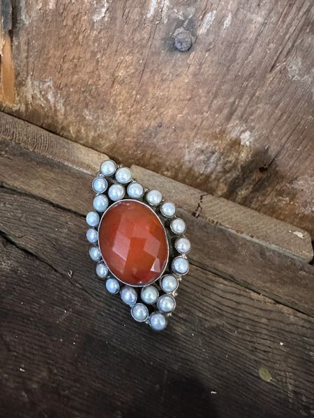 CLEARANCE Carnelian & Pearl Ring