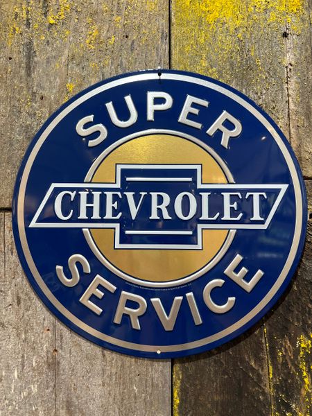 Round Chevy Tin Sign