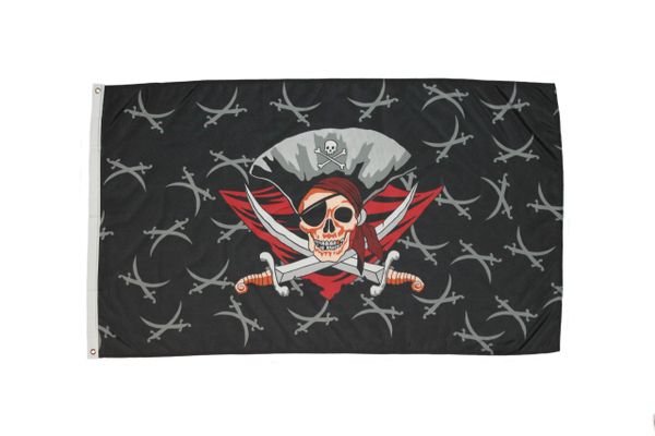 PIRATE WITH HAT & CROSS SWORDS 3' X 5' FEET FLAG BANNER .. NEW AND IN A PACKAGE