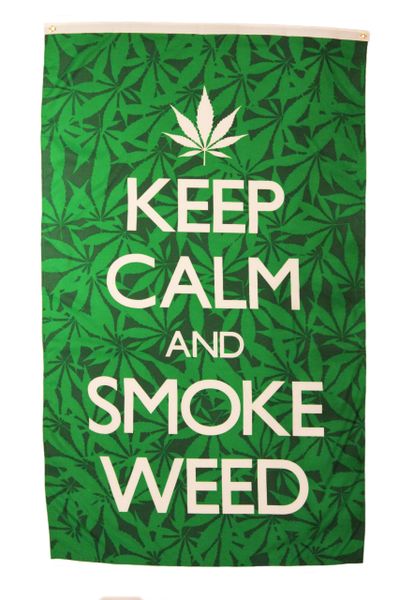 KEEP CALM AND SMOKE WEED BLACK GREEN 5' X 3' FEET PICTURE BANNER FLAG
