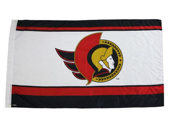 OTTAWA SENATORS BLACK WHITE RED 3' X 5' FEET NHL HOCKEY LOGO FLAG BANNER