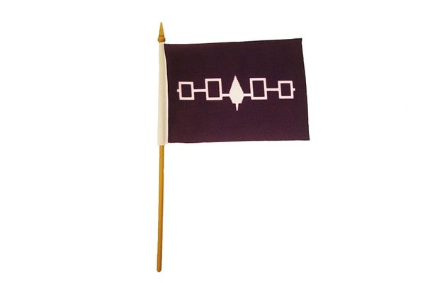 IROQUOIS First Nations 4" X 6" Inch STICK FLAG BANNER ON A 10 INCHES PLASTIC POLE