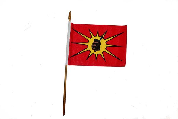 MOHAWK OKA Native 4" X 6" Inch STICK FLAG BANNER ON A 10 INCHES PLASTIC POLE