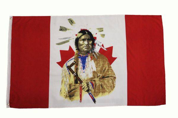 CANADA INDIAN CHIEF 3' X 5' FEET PICTURE FLAG BANNER